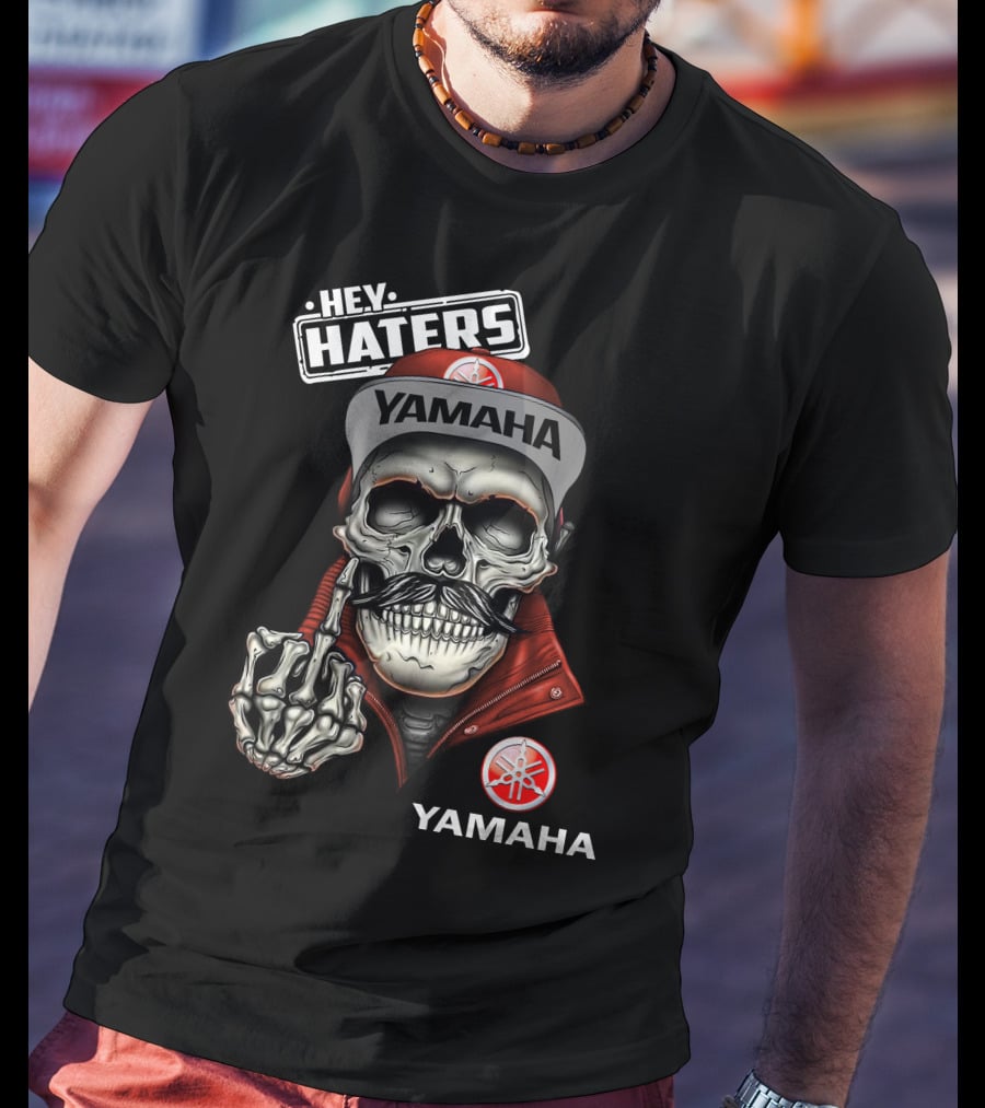 YAMAHA Hey Haters Skeleton Skull With Red Jacket And Cap T-Shirt