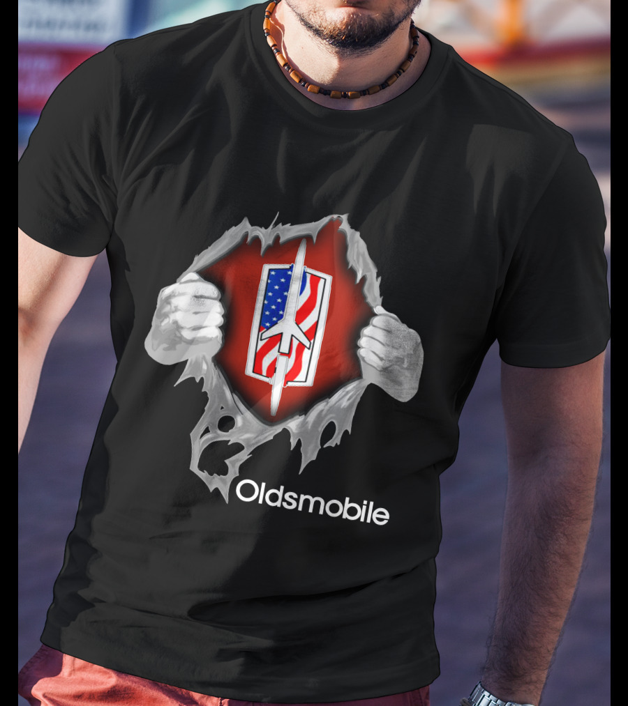 Oldsmobile USA Rocket Emblem With Ripped Effect T-Shirt
