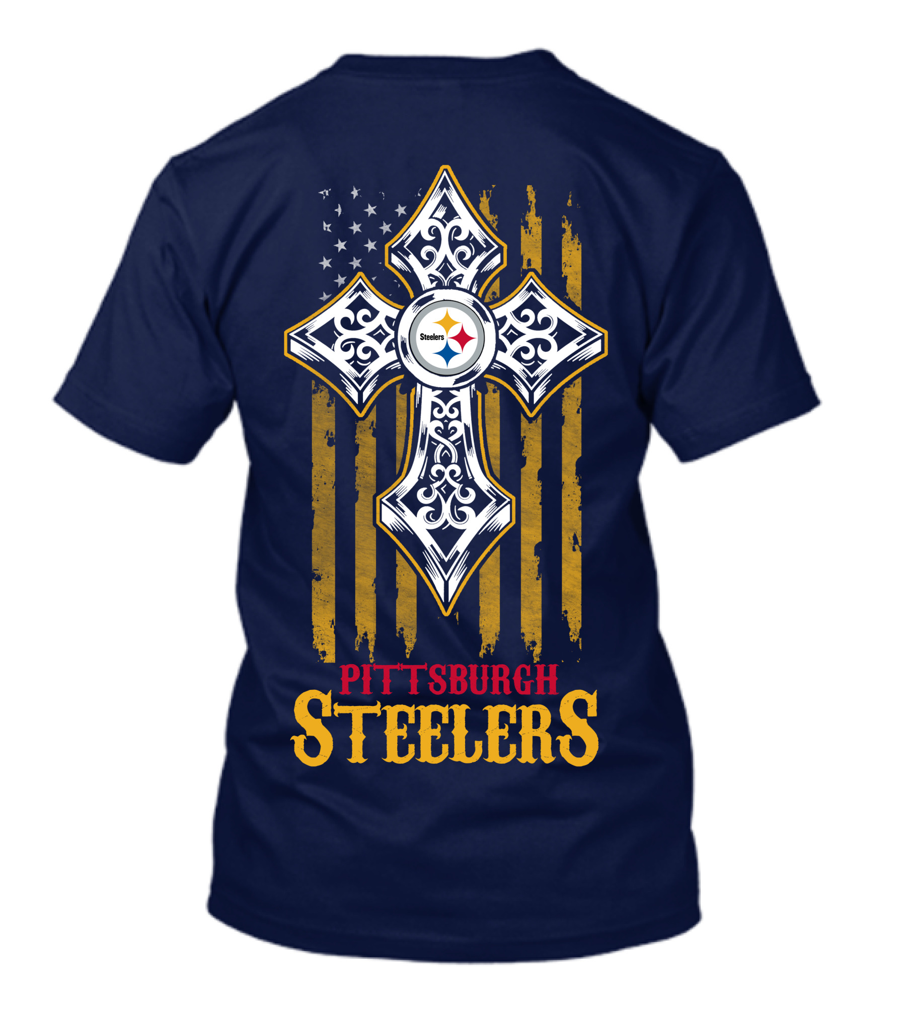 Pittsburgh Steelers Cross American Flag T-Shirt