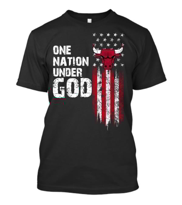 One Nation Under God Chicago Bulls Stars And Stripes Flag T-Shirt