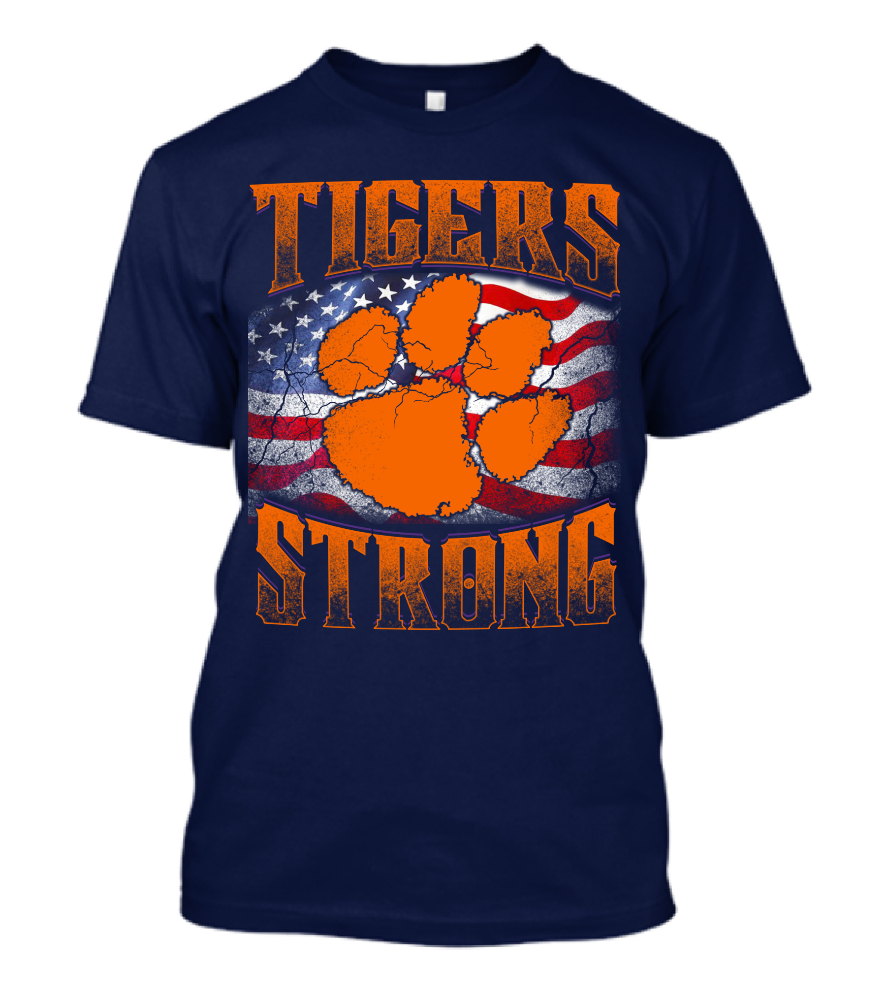 Clemson Tigers Strong American Flag Pawprint T-Shirt