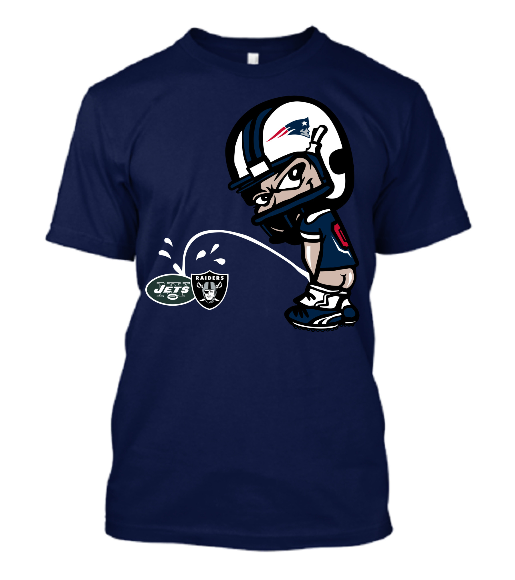 New England Patriots Jets Raiders Rivalry Cartoon T-Shirt