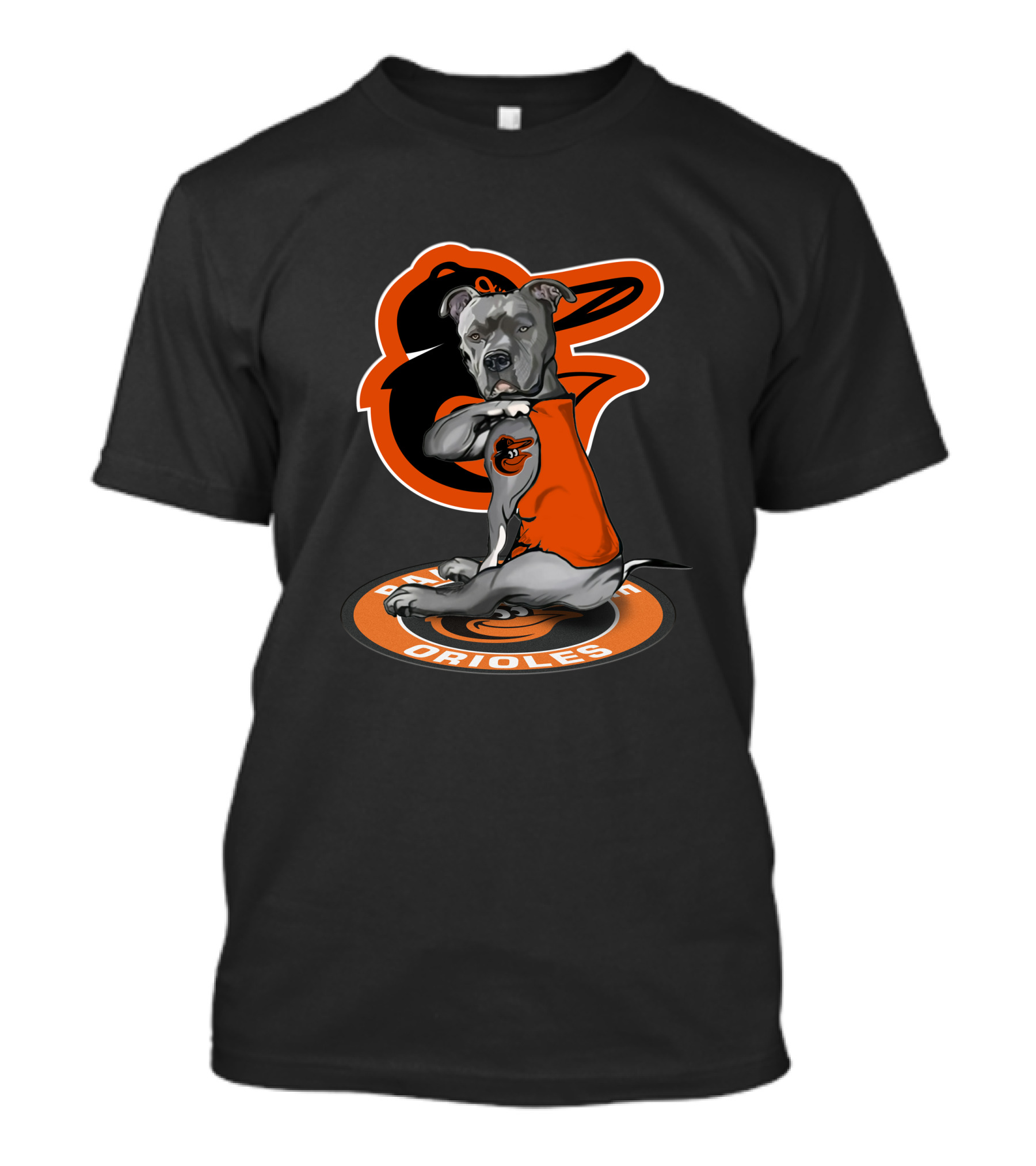 Golden Retriever With Baltimore Orioles Baseball Black And Orange Team T-Shirt