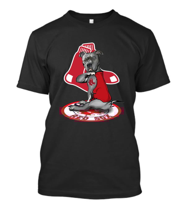 Boston Red Sox Dog Illustration With Team T-Shirt
