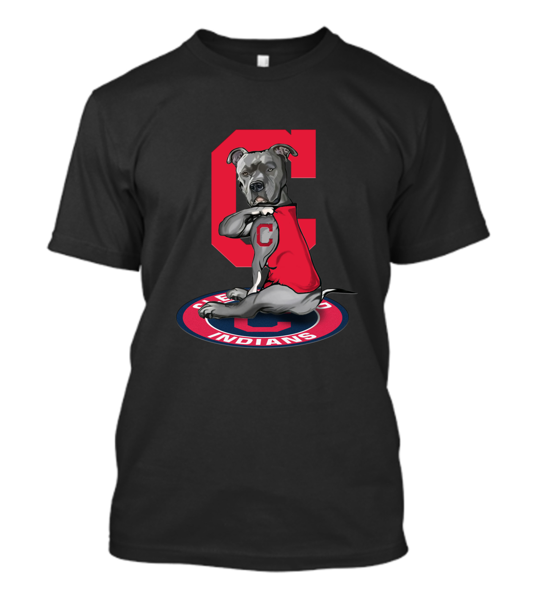 Cleveland Indians Pitbull With Red C T-Shirt
