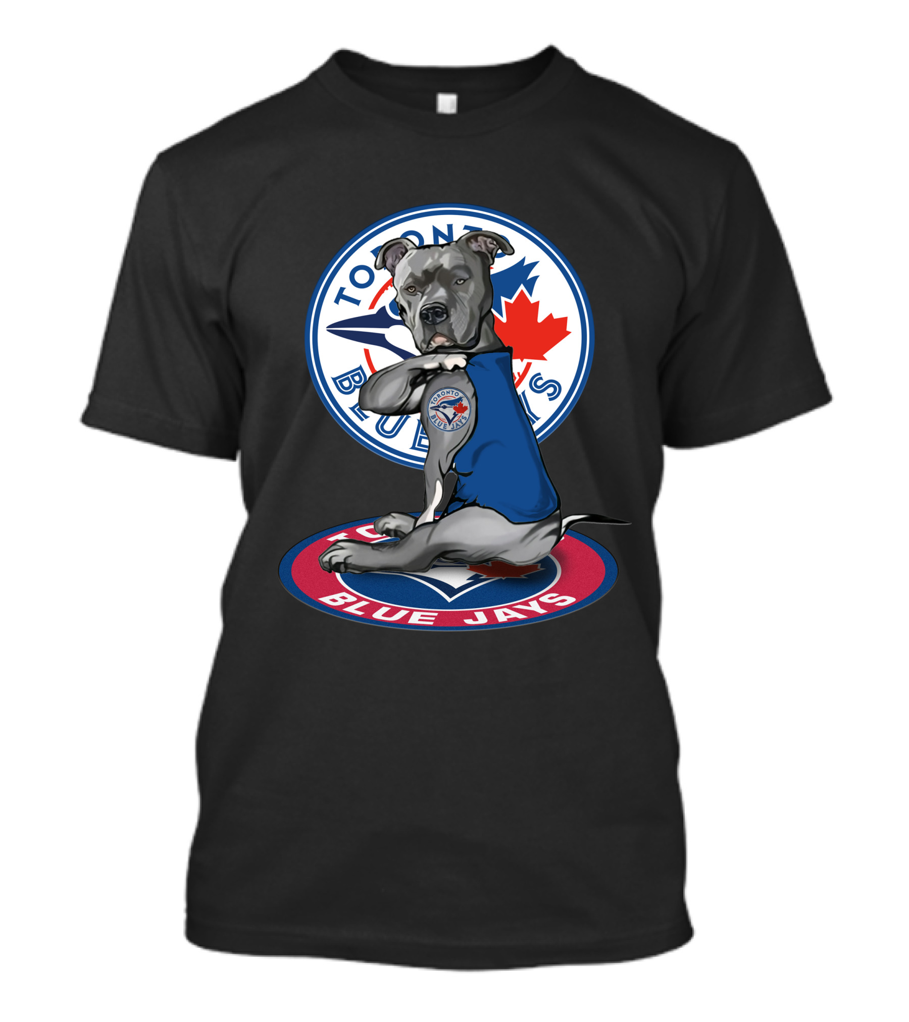 Toronto Blue Jays Dog Mascot With Logo And Canadian Maple Leaf T-Shirt