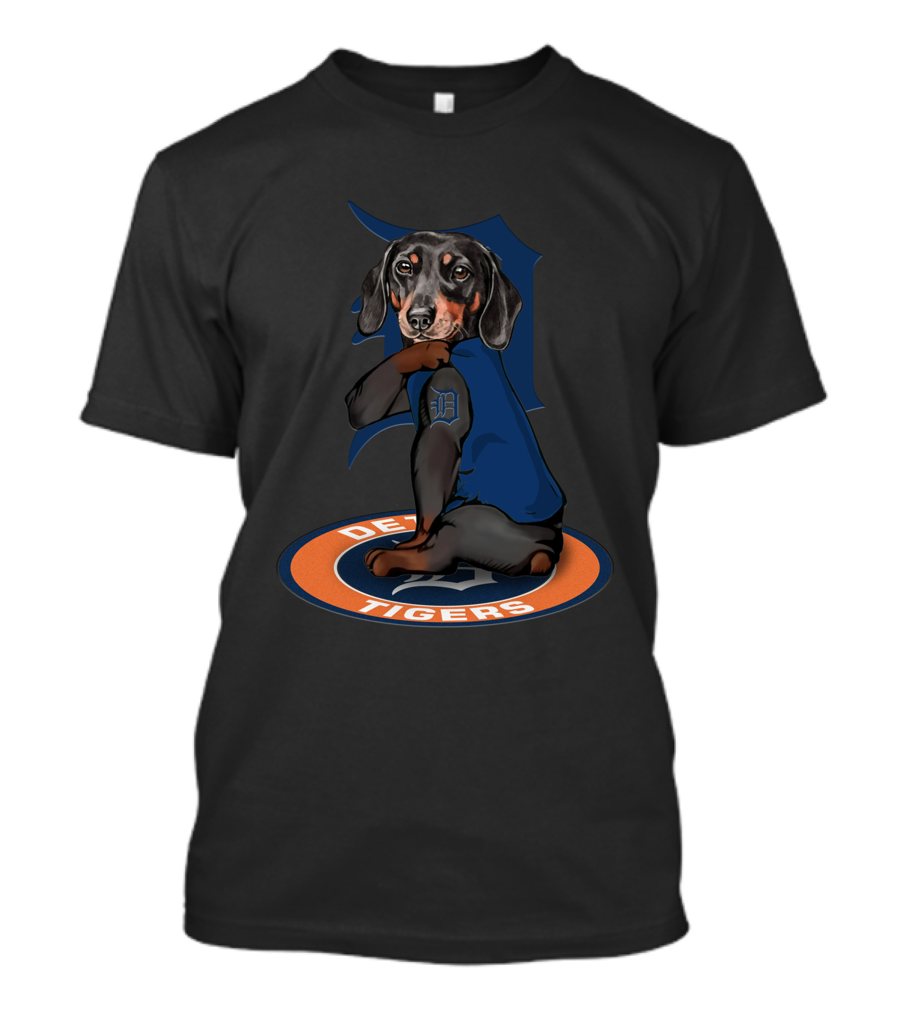 Detroit Tigers Dachshund In Team Logo Attire T-Shirt