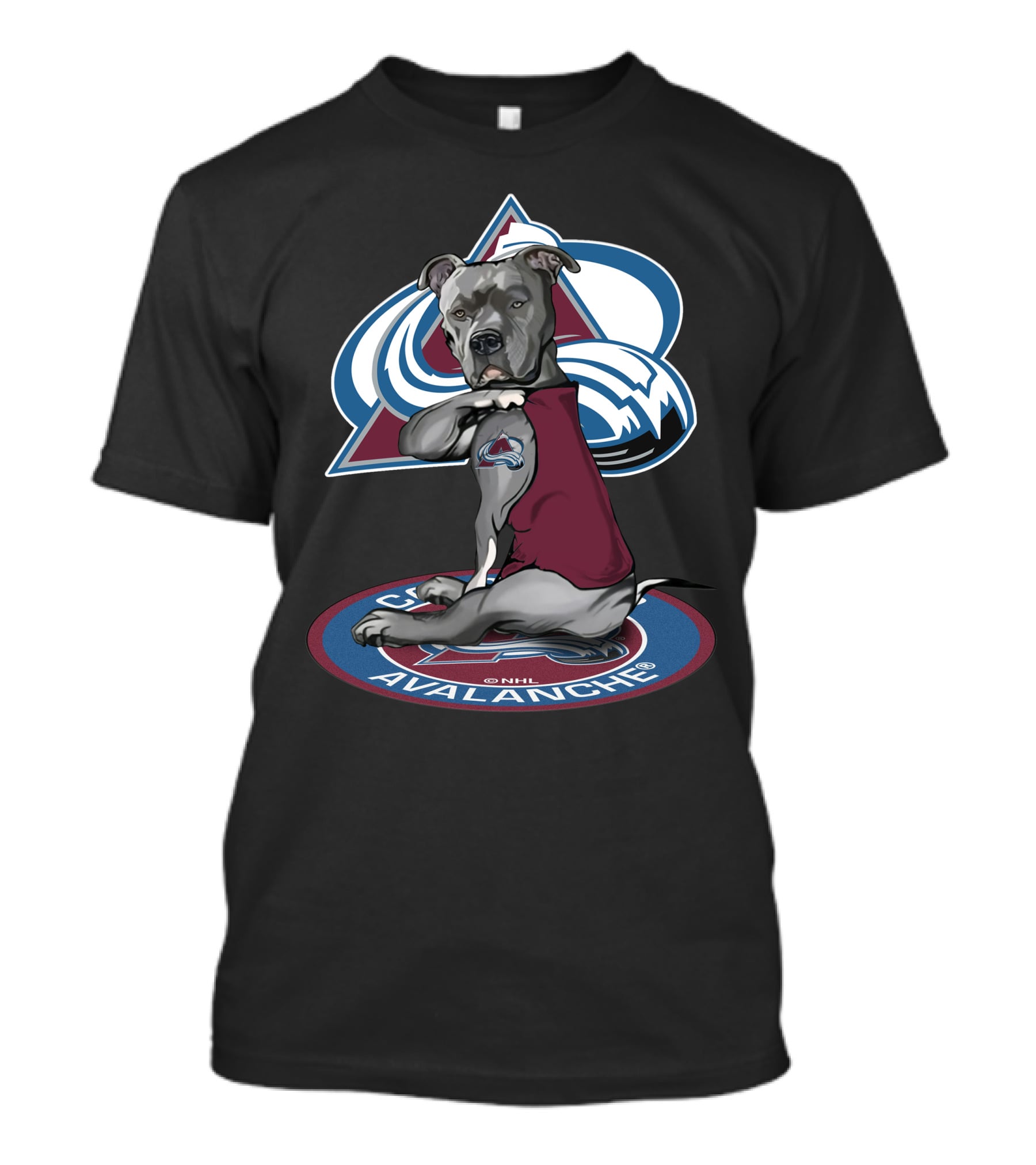 Colorado Avalanche Dog With Team Logo Tattoo And Jersey Nhl T-Shirt