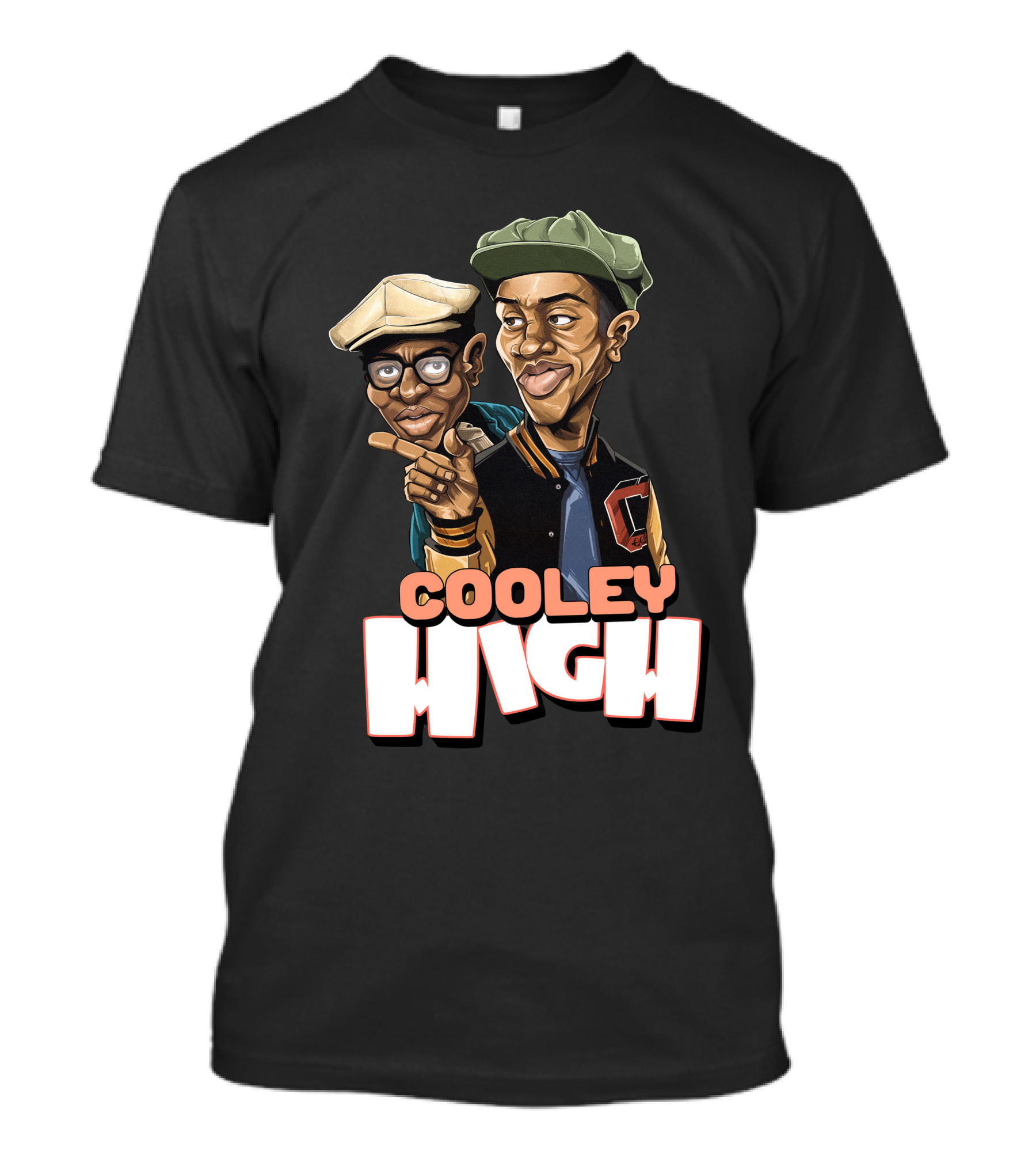 Cooley High Retro Style Character Art With Varsity Jacket And Caps T-Shirt