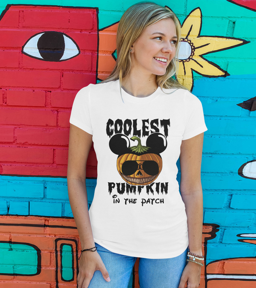 Coolest Pumpkin In The Patch Mickey Ears Sunglasses T-Shirt