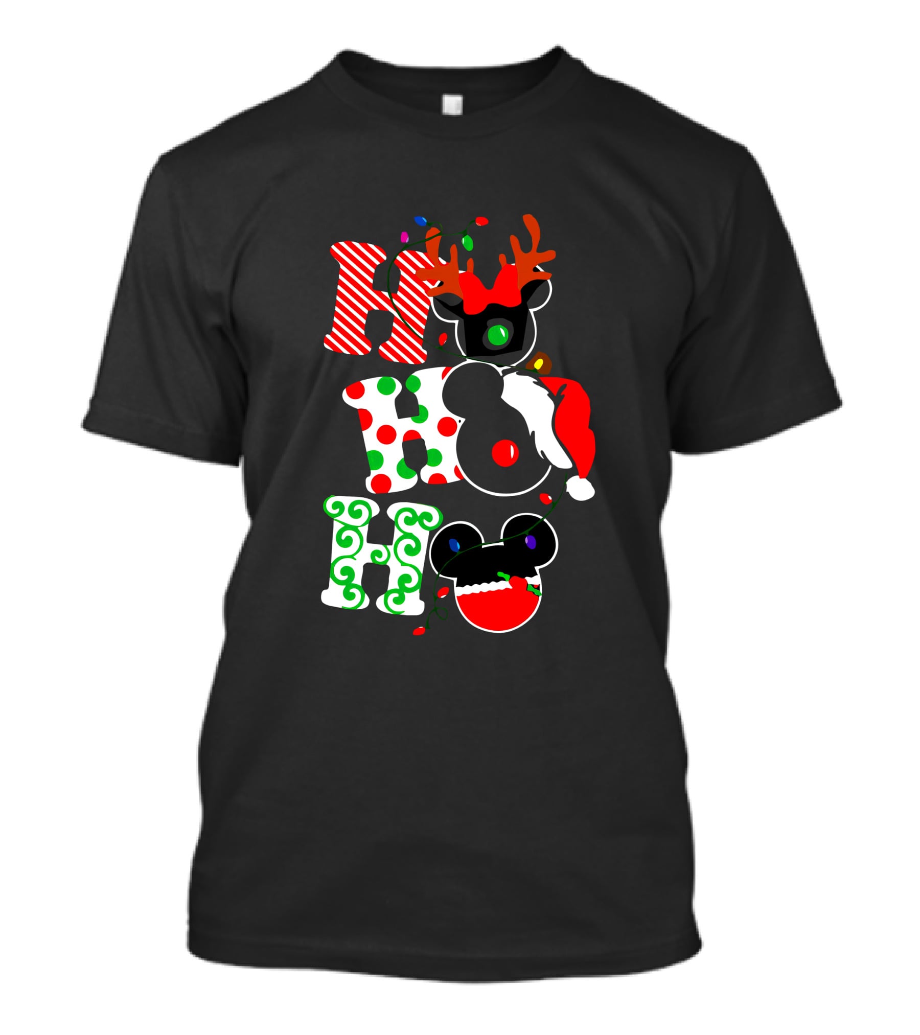 Ho Ho Ho Christmas Mickey Reindeer Santa T-Shirt