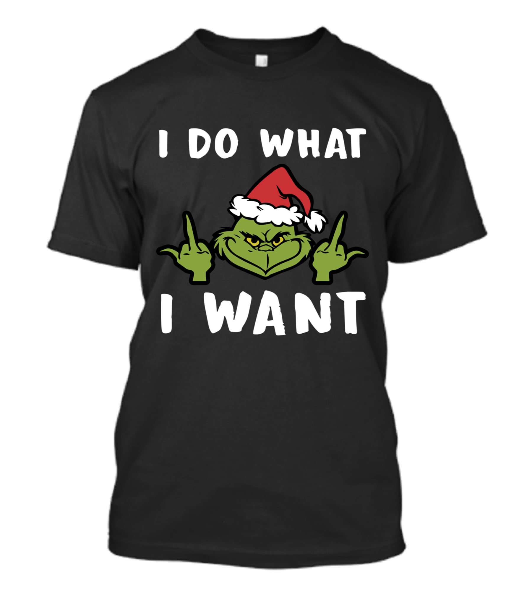 I Do What I Want Grinch Middle Finger Santa Hat T-Shirt