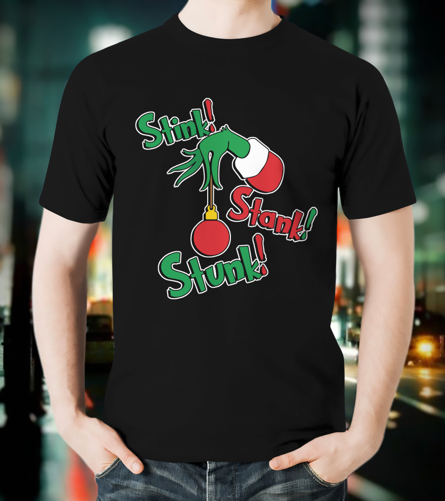Stink Stank Stunk Grinch Hand Holding Christmas T-Shirt