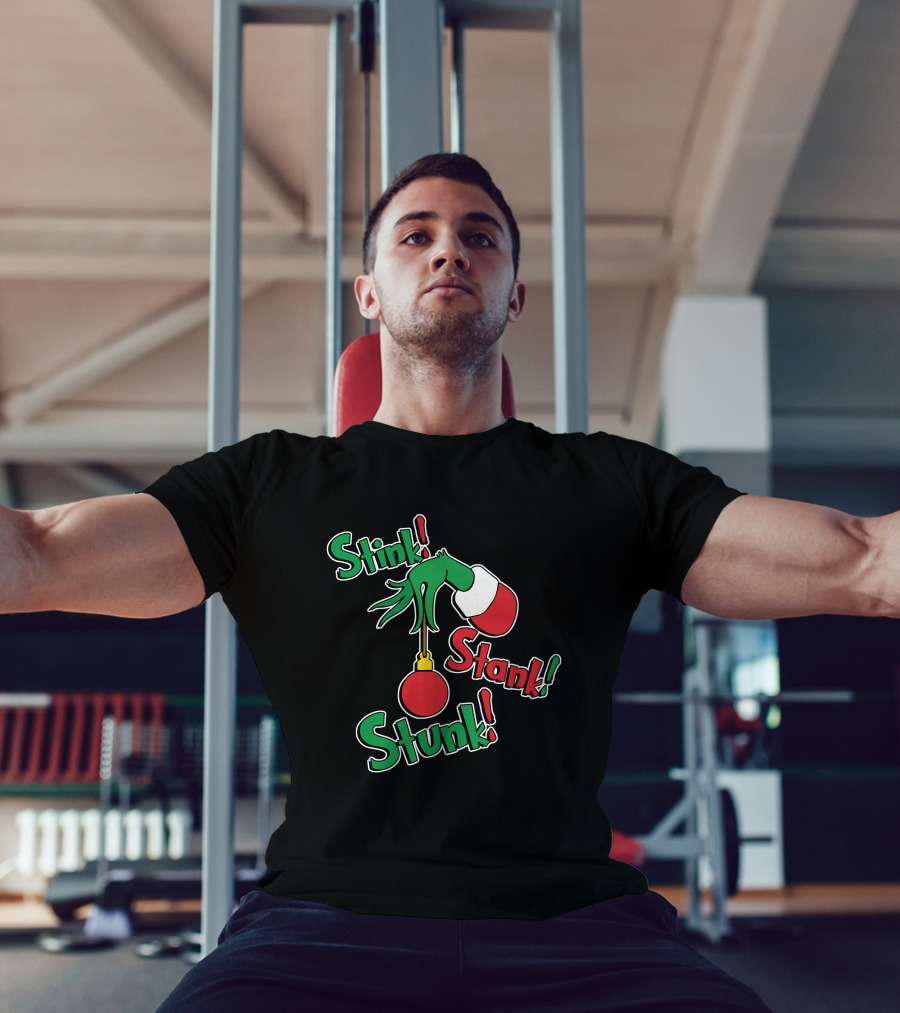 Stink Stank Stunk Grinch Hand Holding Christmas T-Shirt