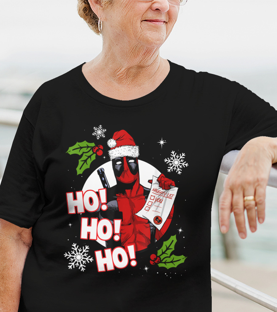 Deadpool Naughty List Ho Ho Ho Christmas T-Shirt