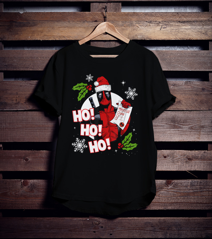 Deadpool Naughty List Ho Ho Ho Christmas T-Shirt