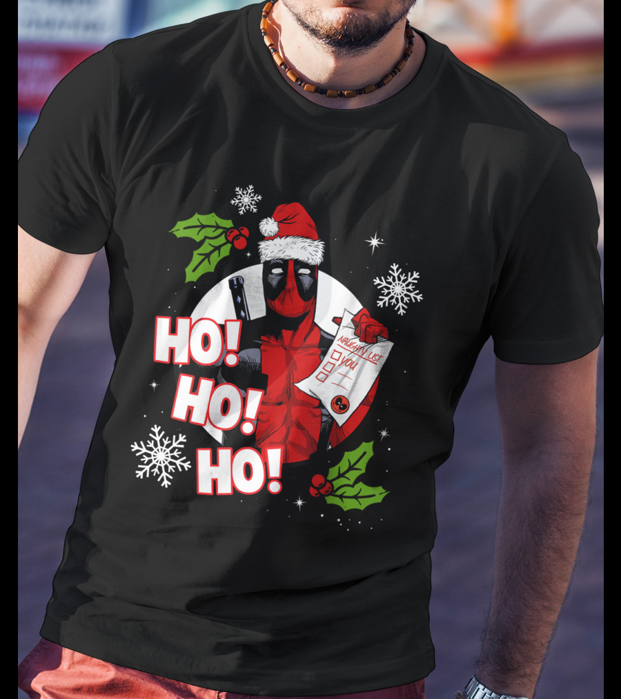 Deadpool Naughty List Ho Ho Ho Christmas T-Shirt