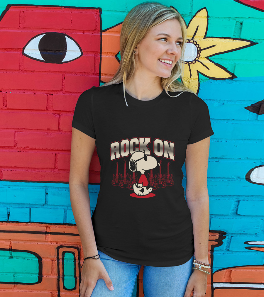 Snoopy Rock On With Guitar Backdrop T-Shirt