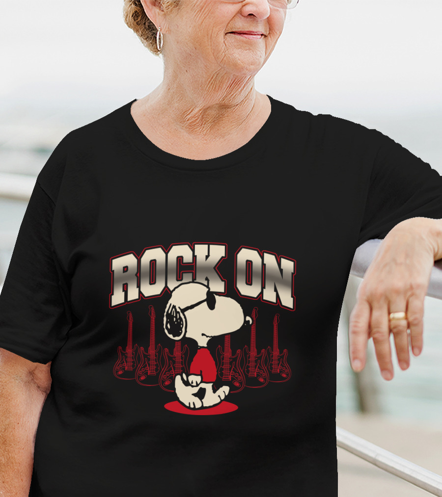 Snoopy Rock On With Guitar Backdrop T-Shirt