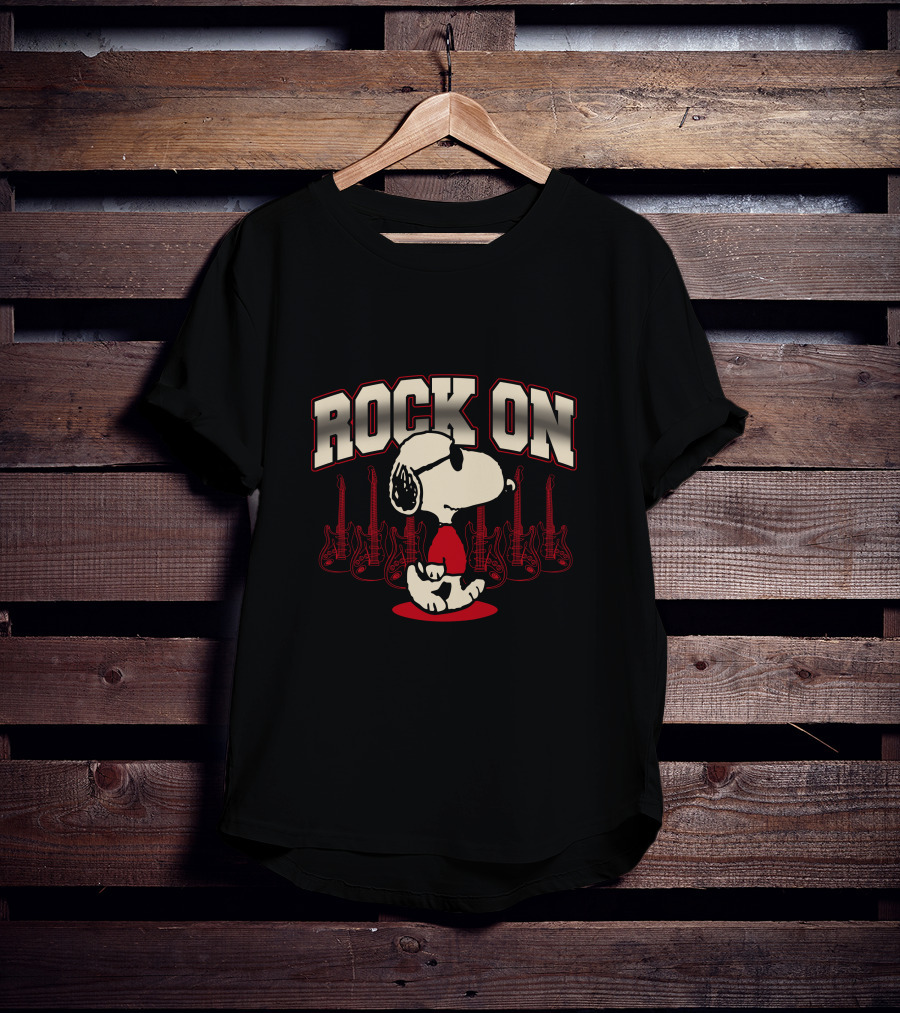 Snoopy Rock On With Guitar Backdrop T-Shirt