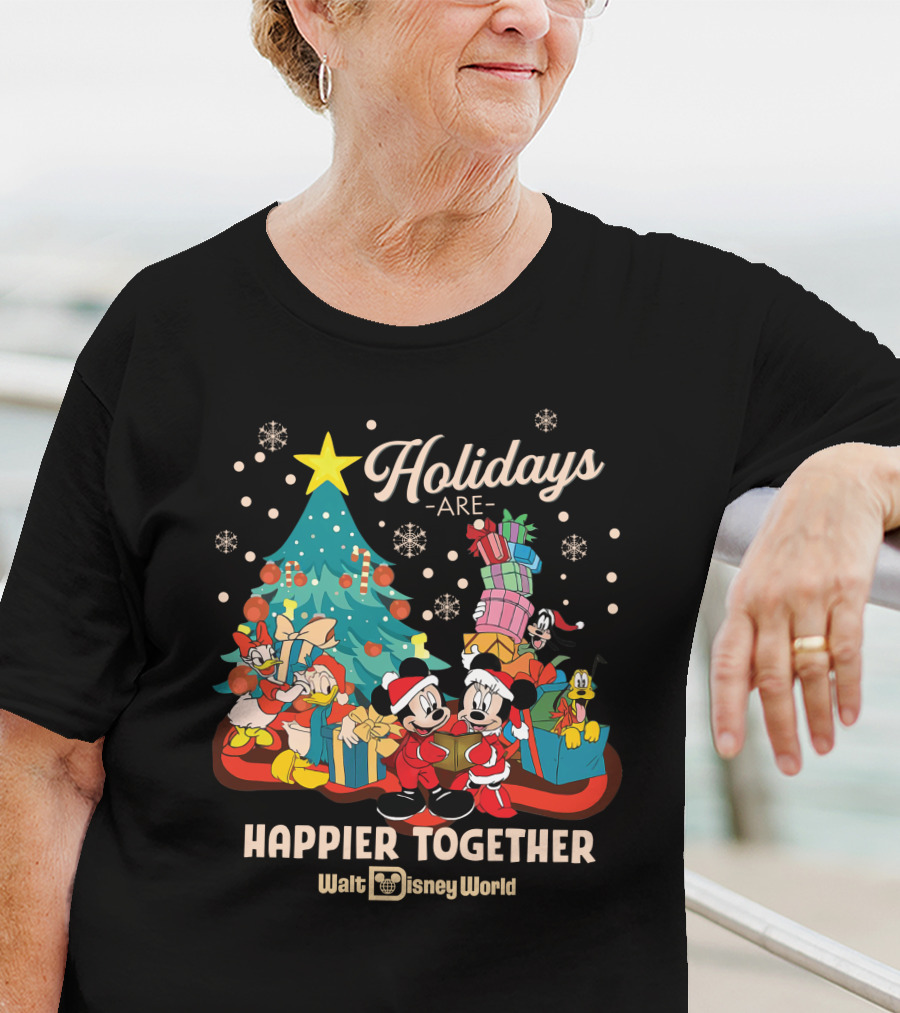 Walt Disney World Holidays Are Happier Together Mickey Minnie Christmas Tree T-Shirt