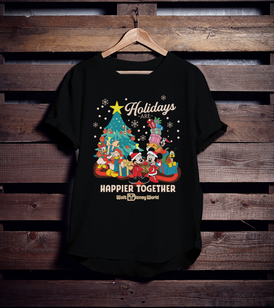 Walt Disney World Holidays Are Happier Together Mickey Minnie Christmas Tree T-Shirt