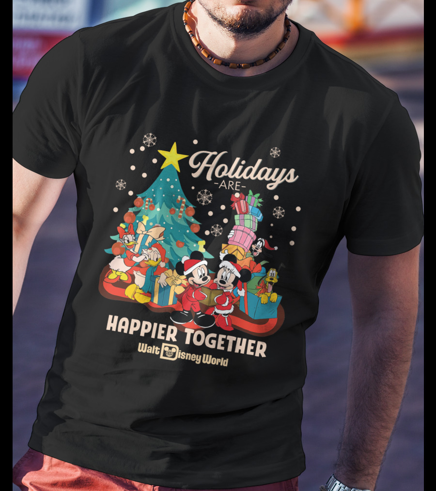 Walt Disney World Holidays Are Happier Together Mickey Minnie Christmas Tree T-Shirt