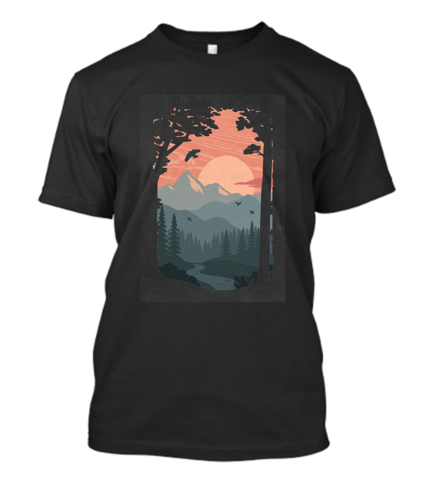 Along The Trail Sunset Mountain Landscape 860555 T-Shirt