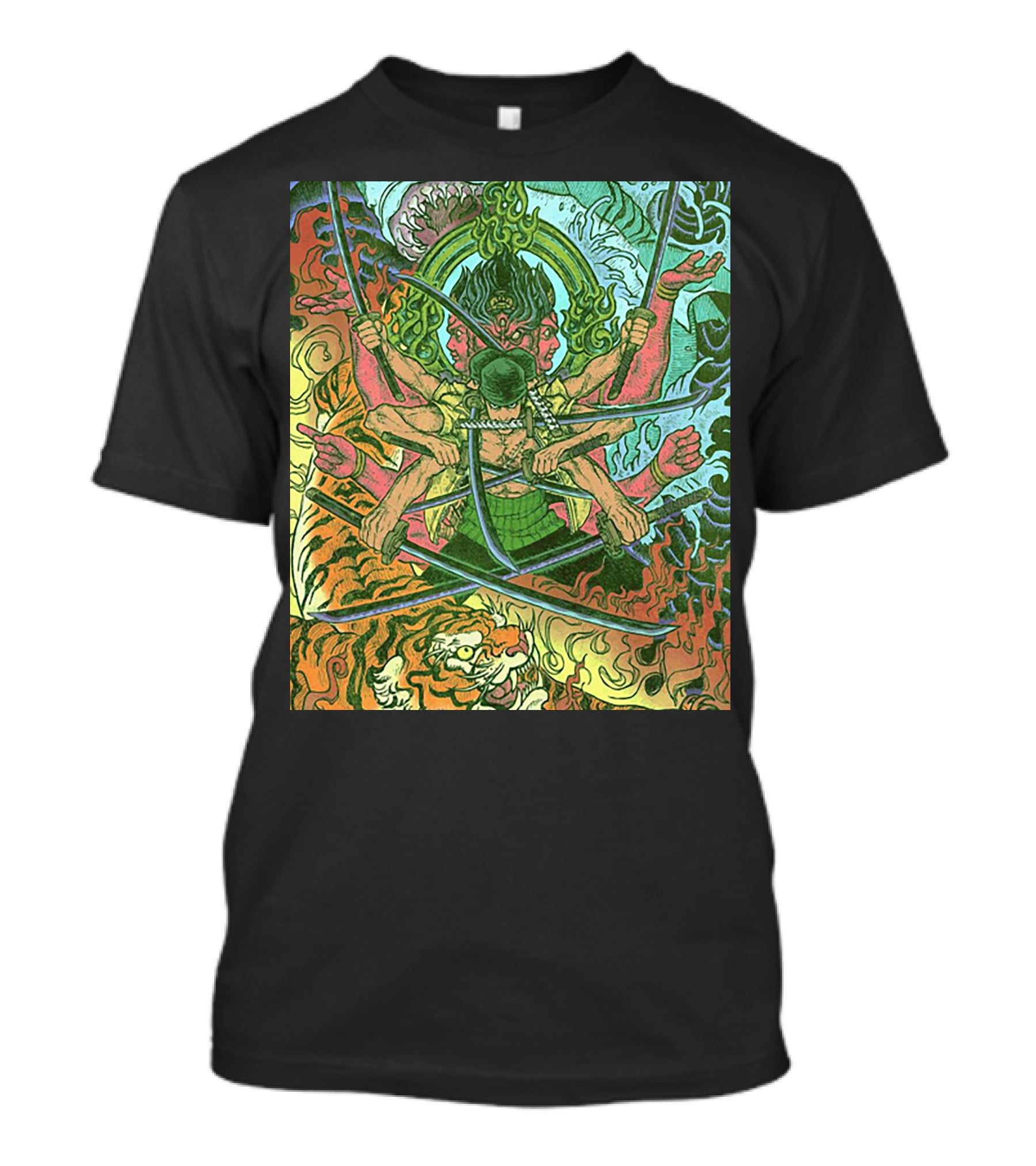 One Piece Roronoa Zoro Asura Concept Colors Of Fury T-Shirt