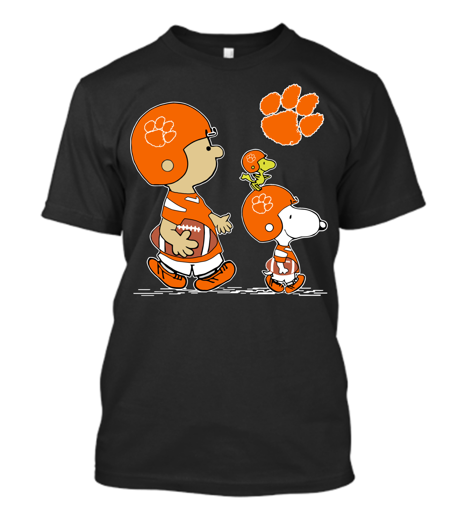 Clemson Tigers Football Cartoon Characters With Paw Prints T-Shirt