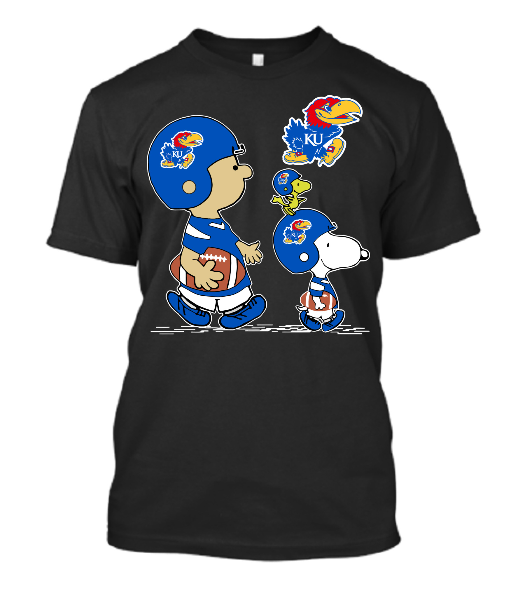 Kansas Jayhawks KU Football Peanuts Characters T-Shirt