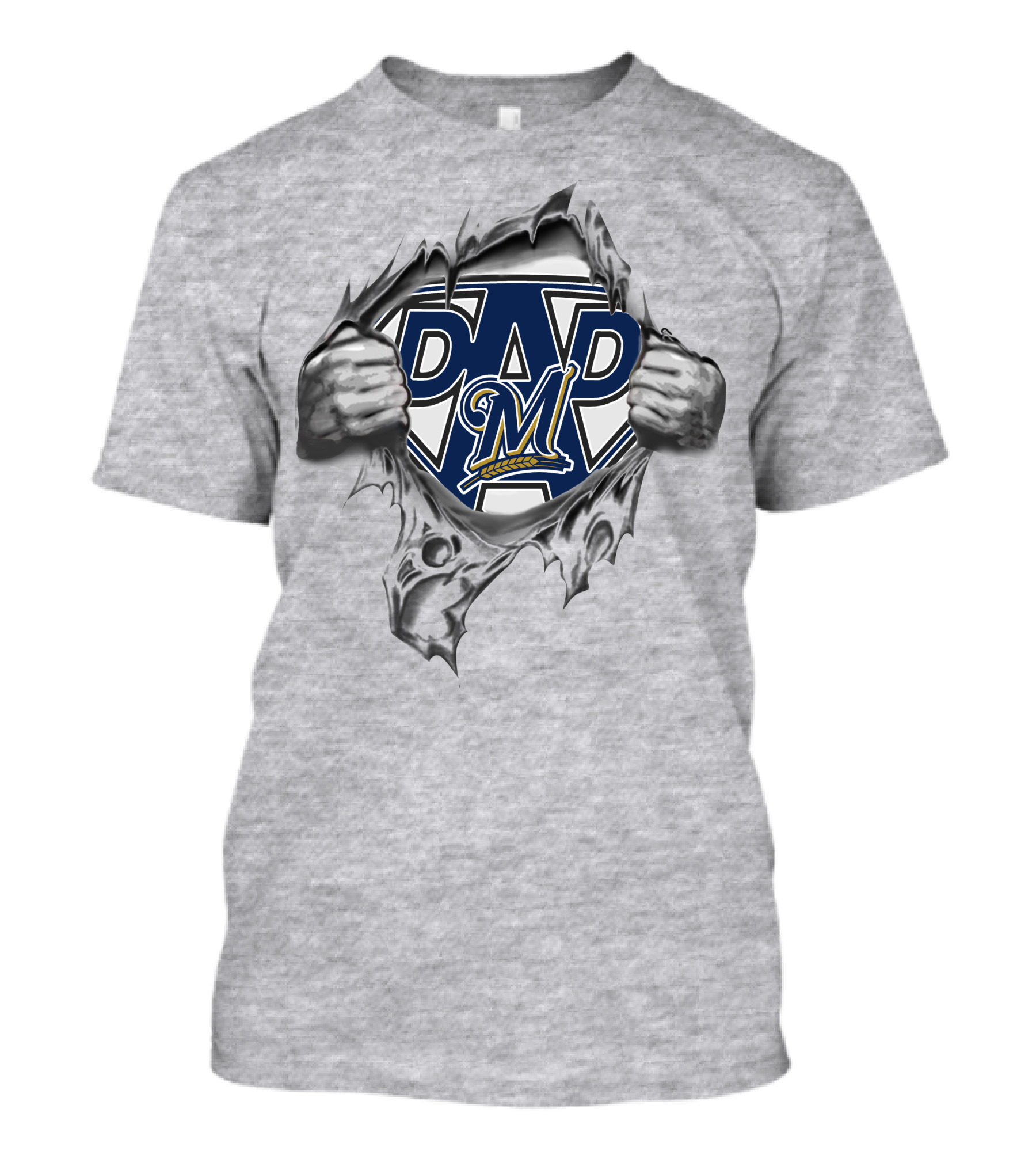 Milwaukee Brewers Dad Super Hero Tear T-Shirt