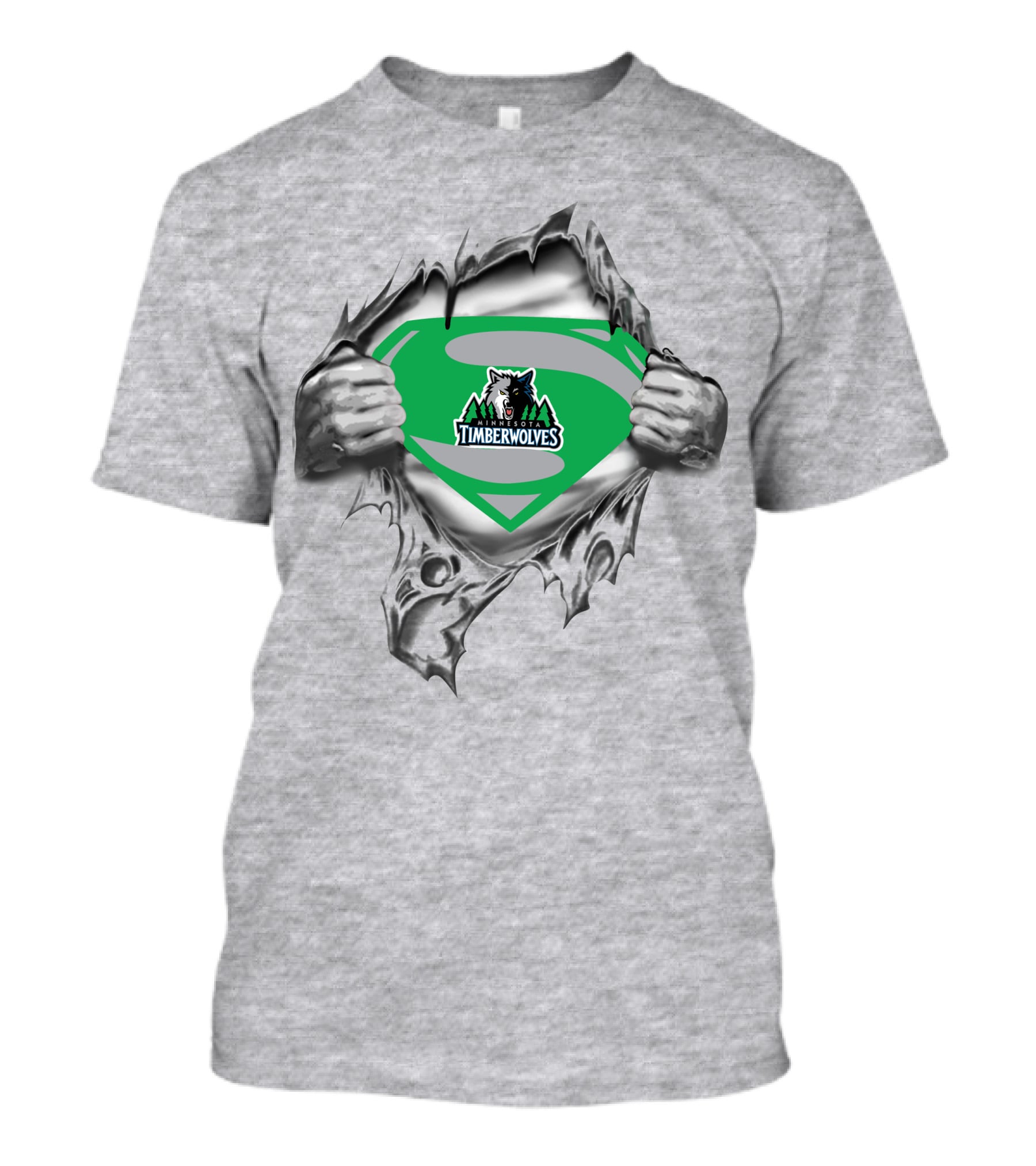 Timberwolves Super Man Logo Tear T-Shirt