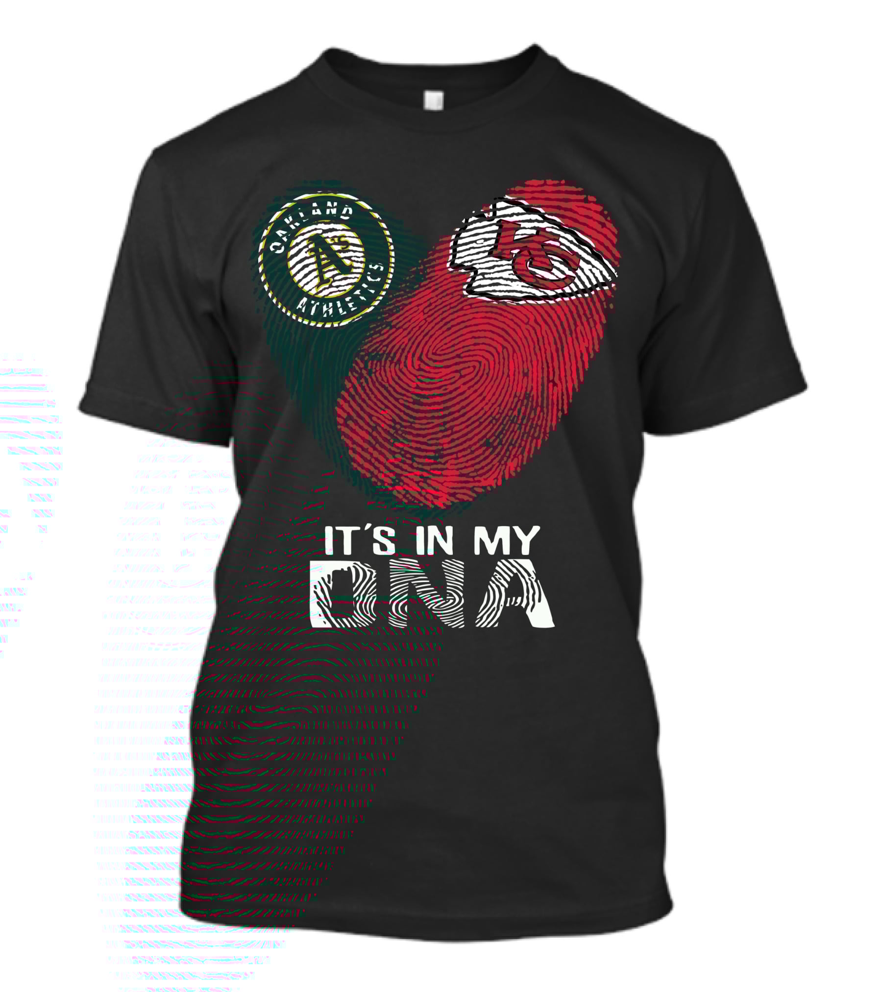 Oakland Athletics Kansas City Chiefs It's In My DNA Fingerprint T-Shirt