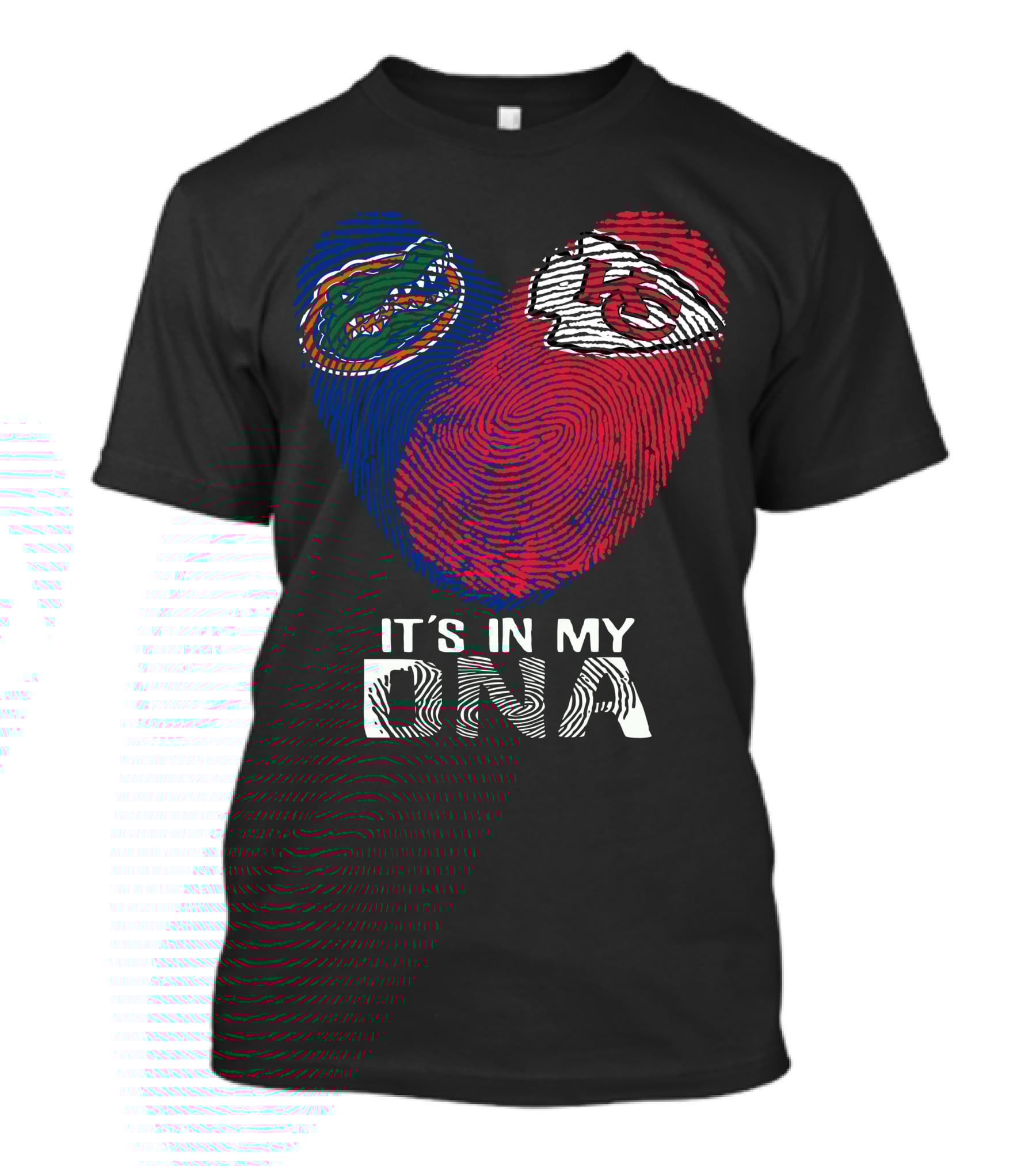 Gators Chiefs It's In My Dna Heart Fingerprint T-Shirt
