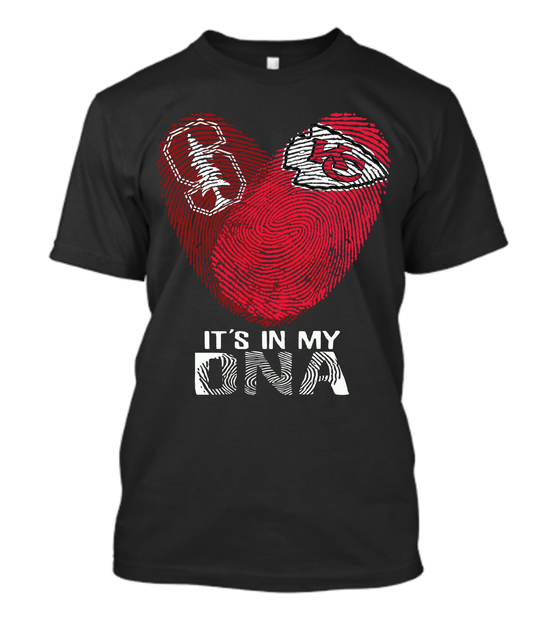 Stanford Cardinal And Chiefs It's In My Dna Fingerprint Heart T-Shirt