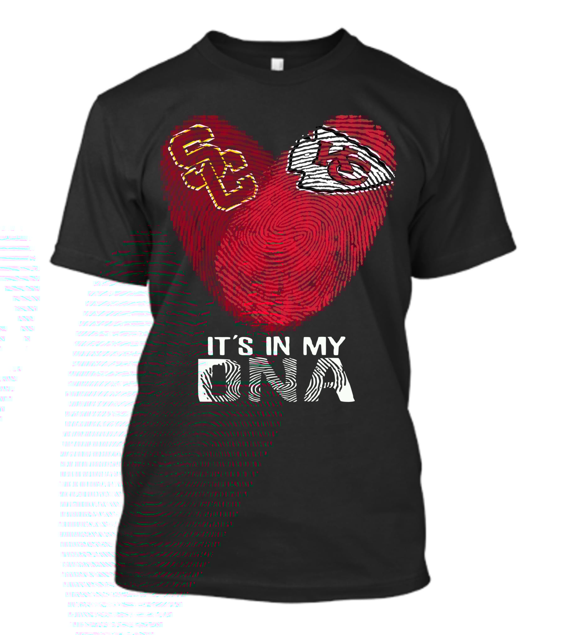 USC Trojans KC Chiefs Heart Shape Fingerprint It's In My DNA T-Shirt