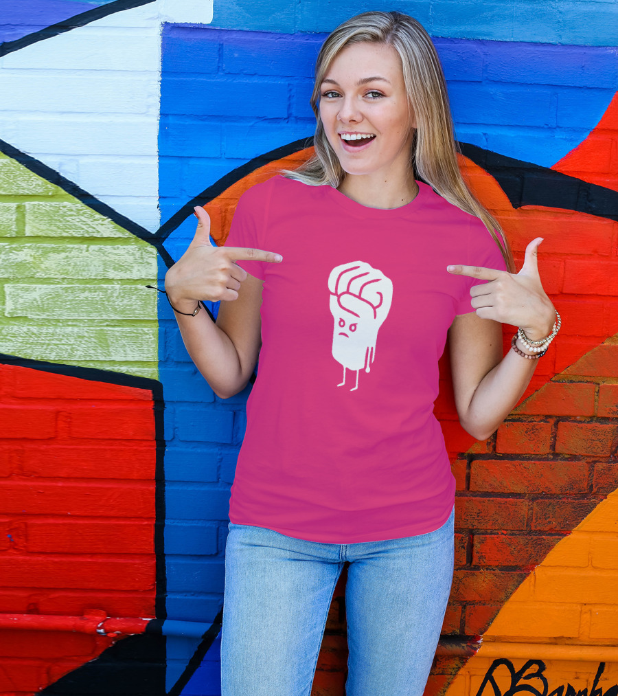 Tumindig By Linya-Linya Saab Fist Character On Pink Background T-Shirt