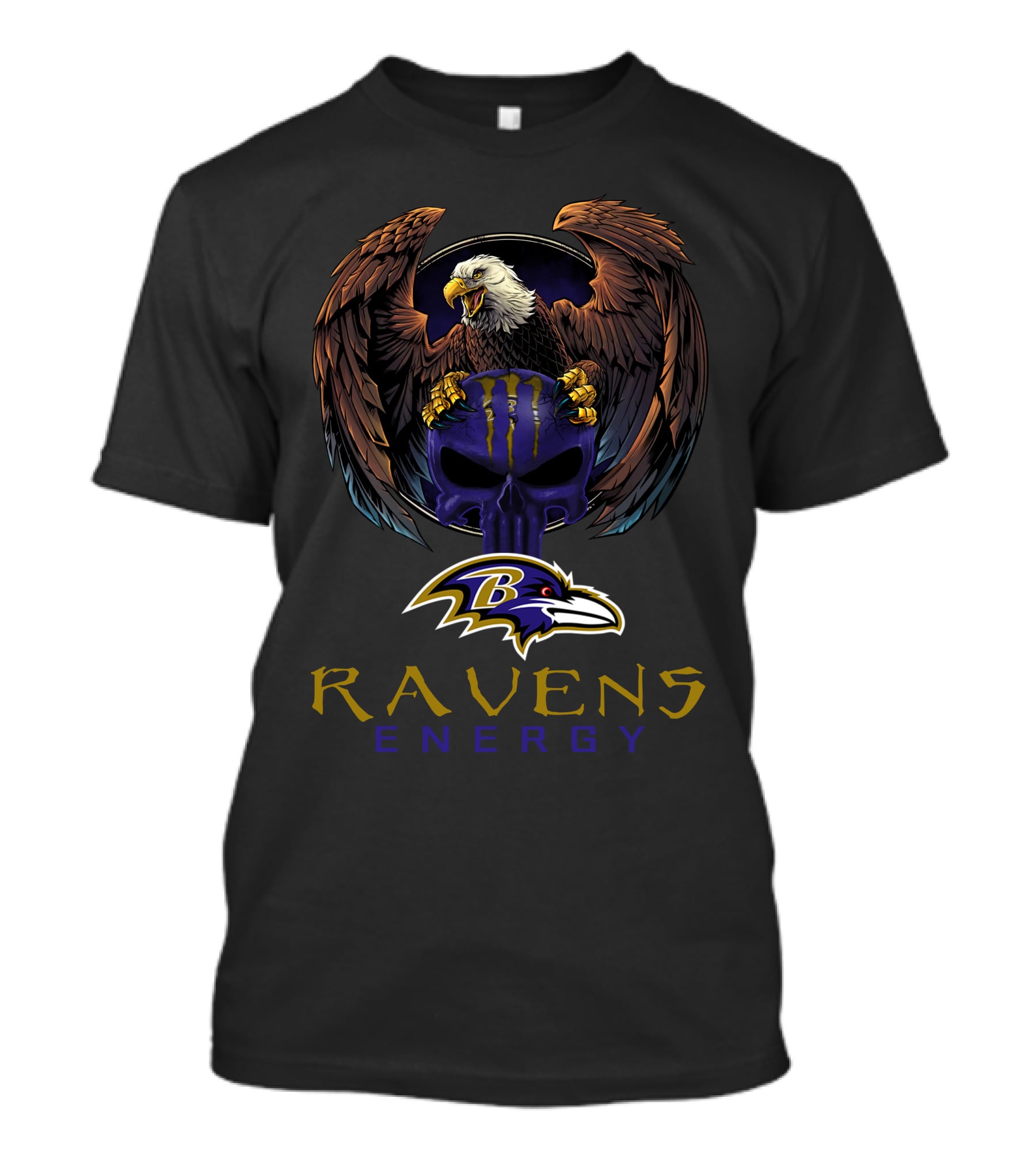 Ravens Energy Baltimore Ravens Monster Skull Eagle T-Shirt