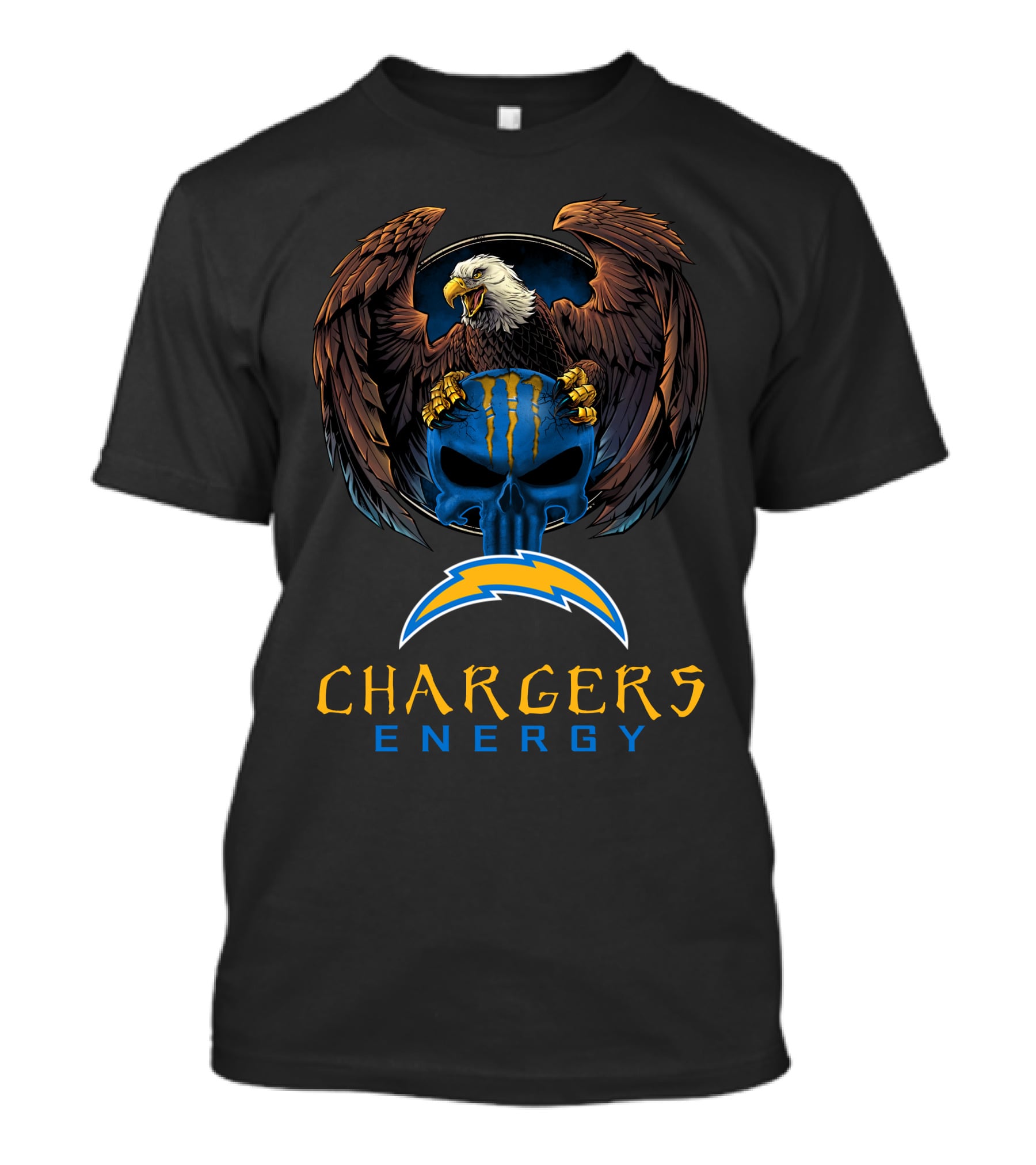 Los Angeles Chargers Energy Skull With Eagle And Monster Claw T-Shirt
