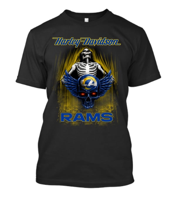 Harley Davidson Skeleton Skull Los Angeles Rams T-Shirt