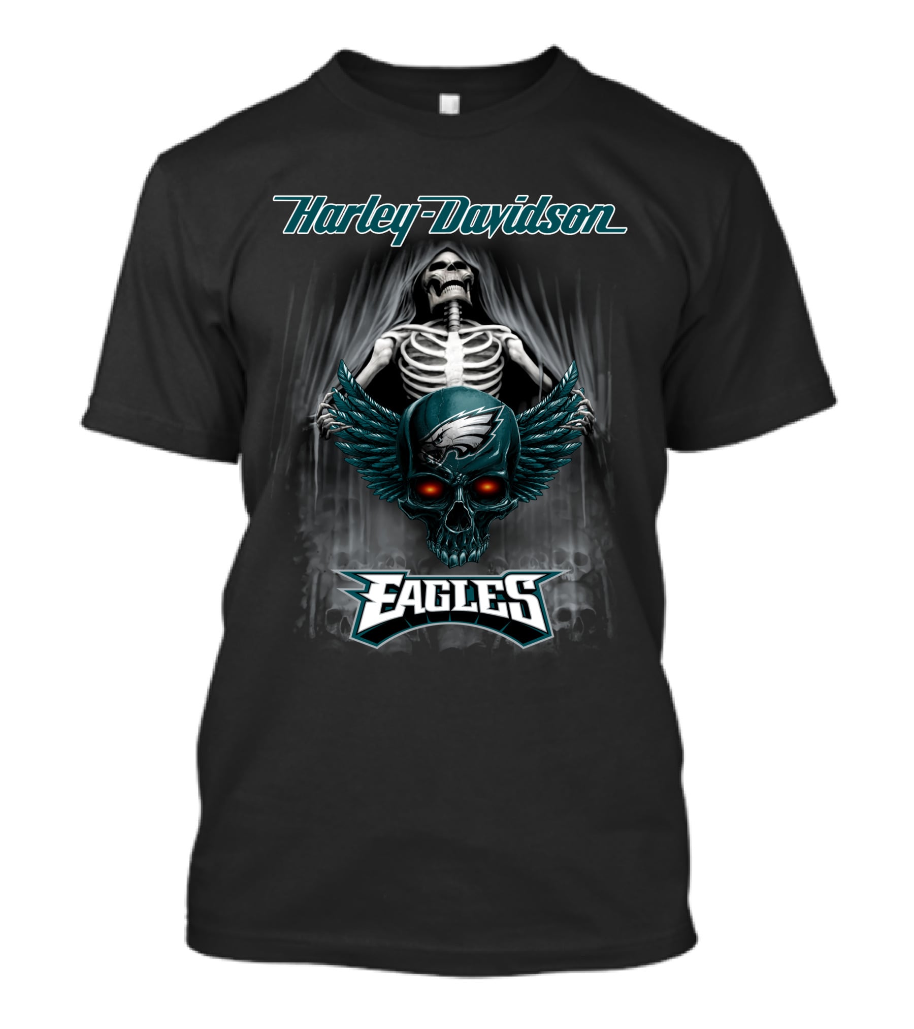 Harley Davidson Skeleton Skull Philadelphia Eagles T-Shirt