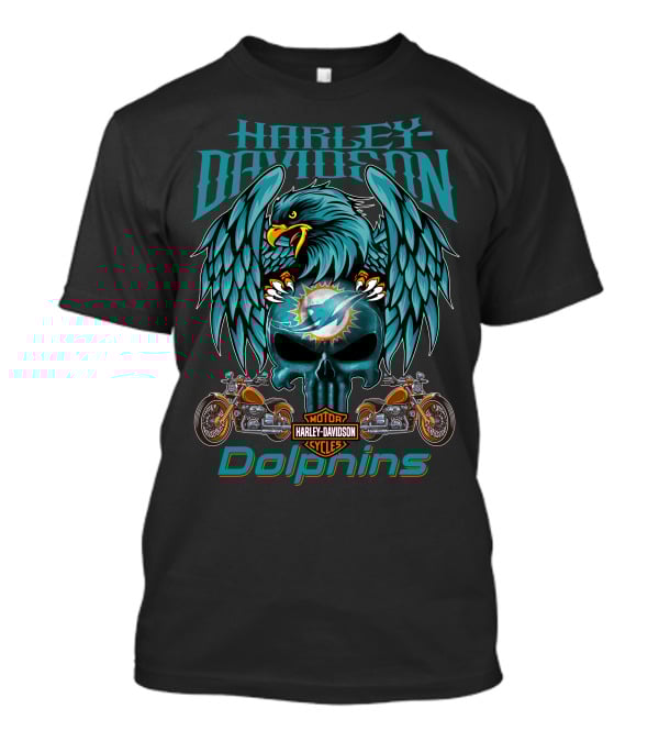 Harley Davidson Motor Cycles Dolphins Miami Dolphins T-Shirt