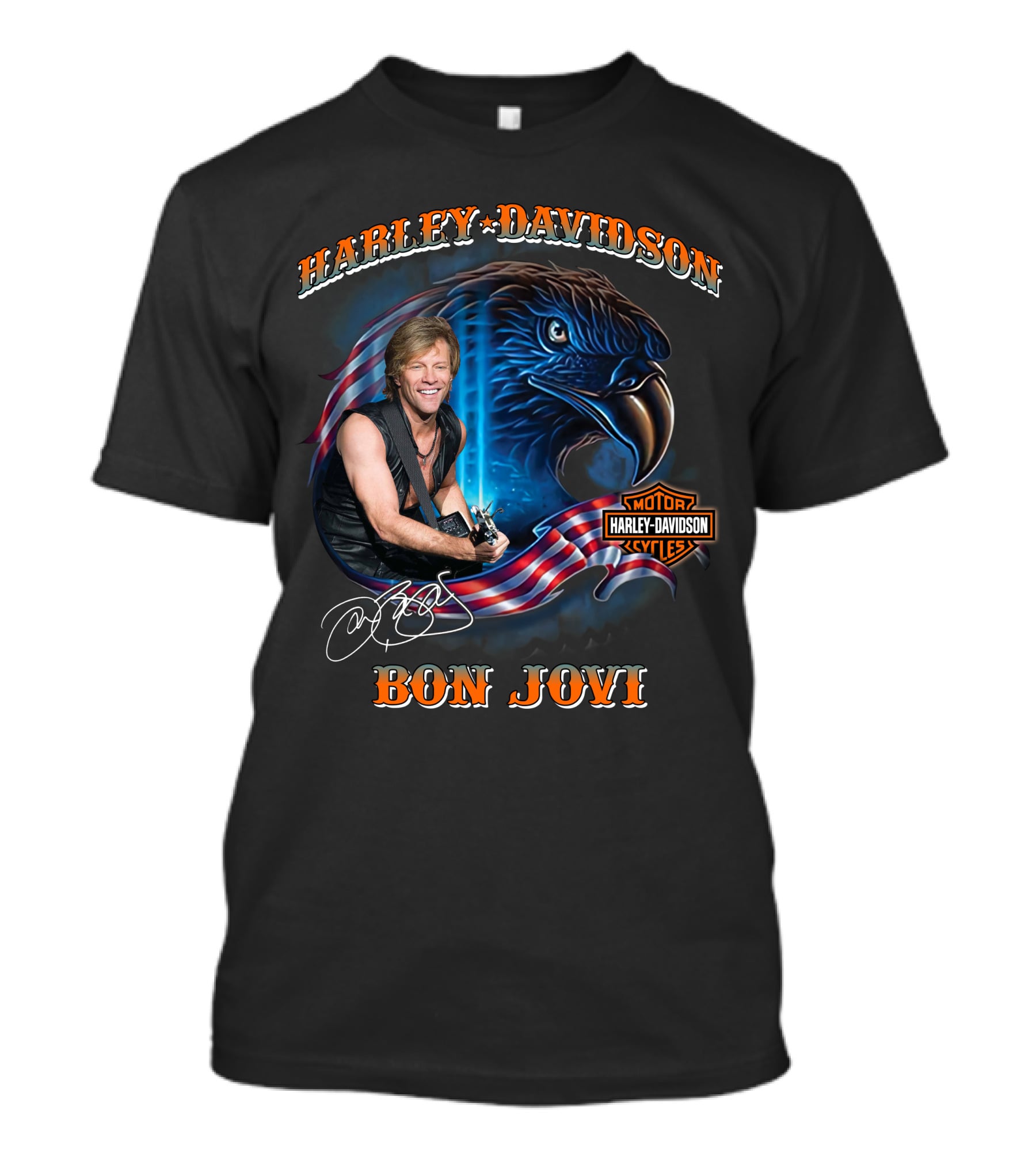 Harley Davidson Bon Jovi American Eagle Motor Cycles T-Shirt