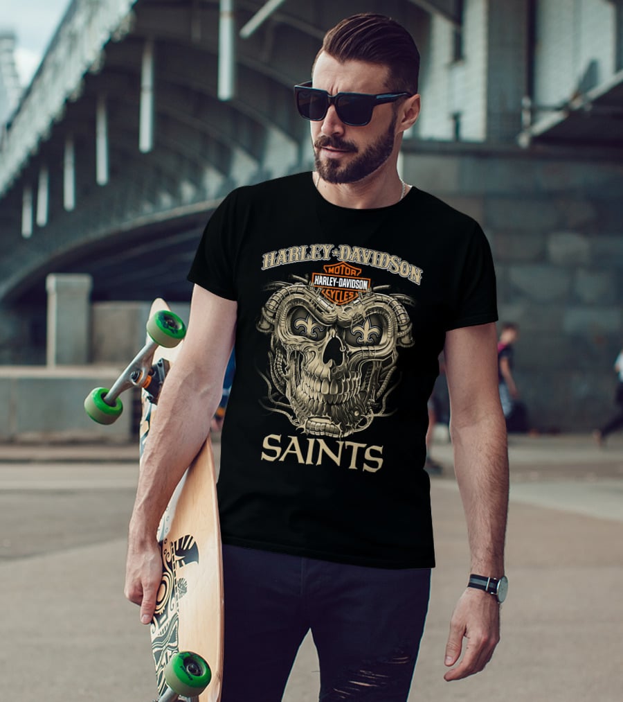 Harley Davidson Motorcycles Skull Saints T-Shirt