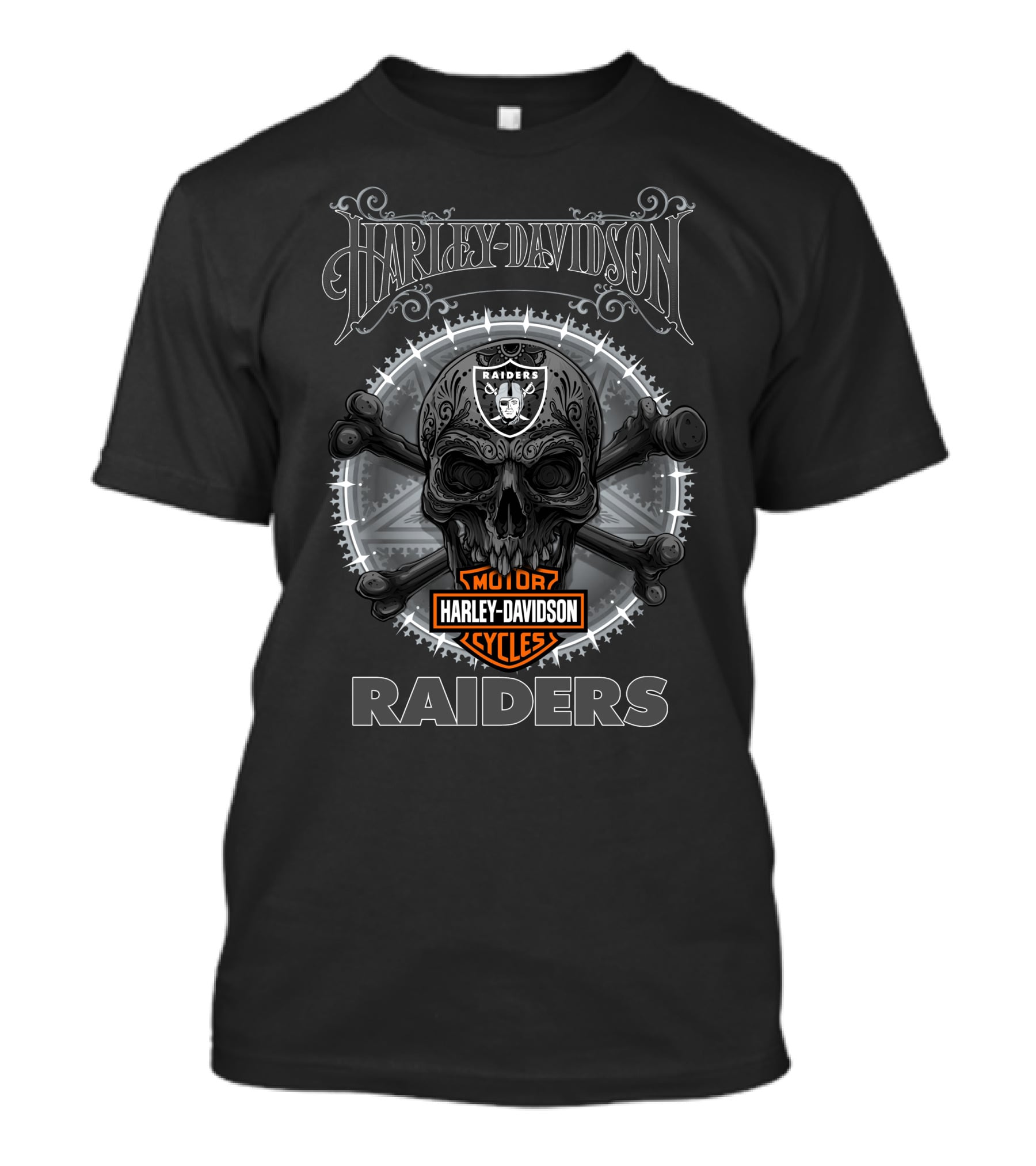 Harley Davidson Raiders Skull Logo Motor Cycles T-Shirt