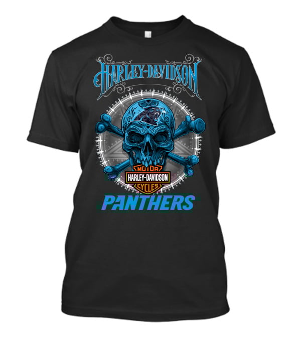 Harley Davidson Motor Cycles Panthers Skull T-Shirt