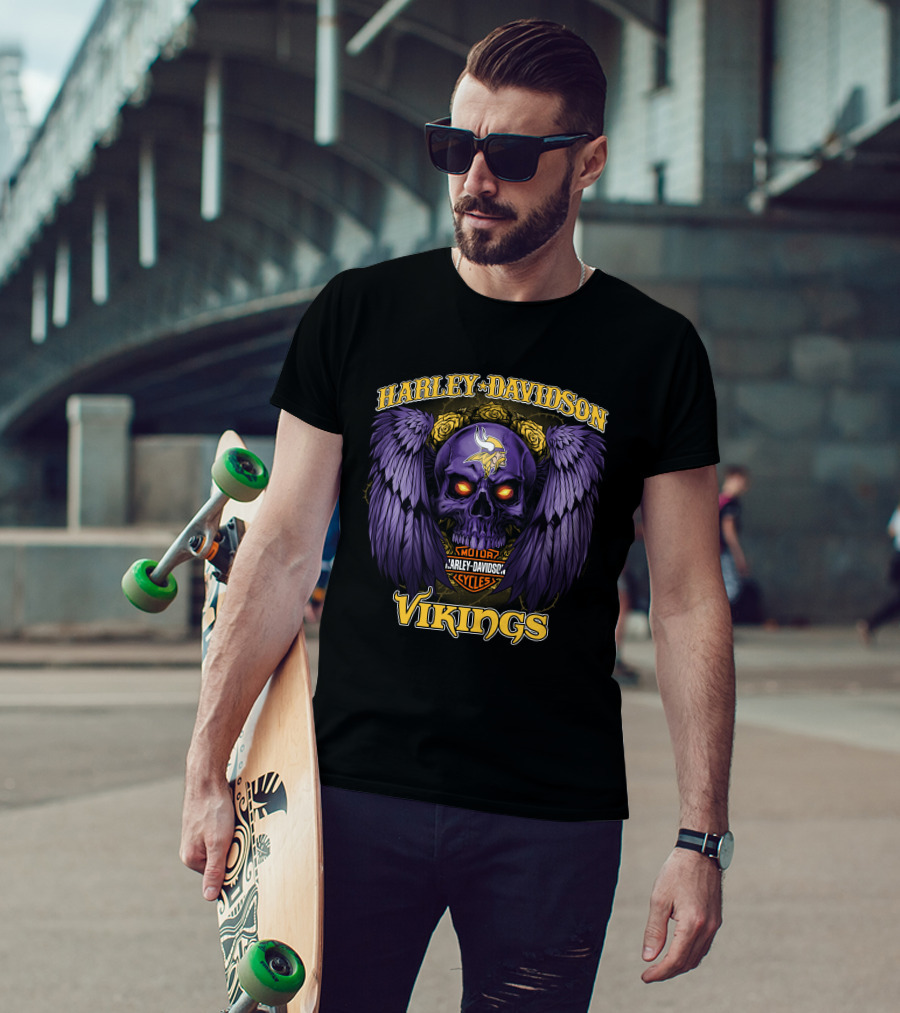 Harley Davidson Vikings Minnesota Nfl Motorcycles T-Shirt