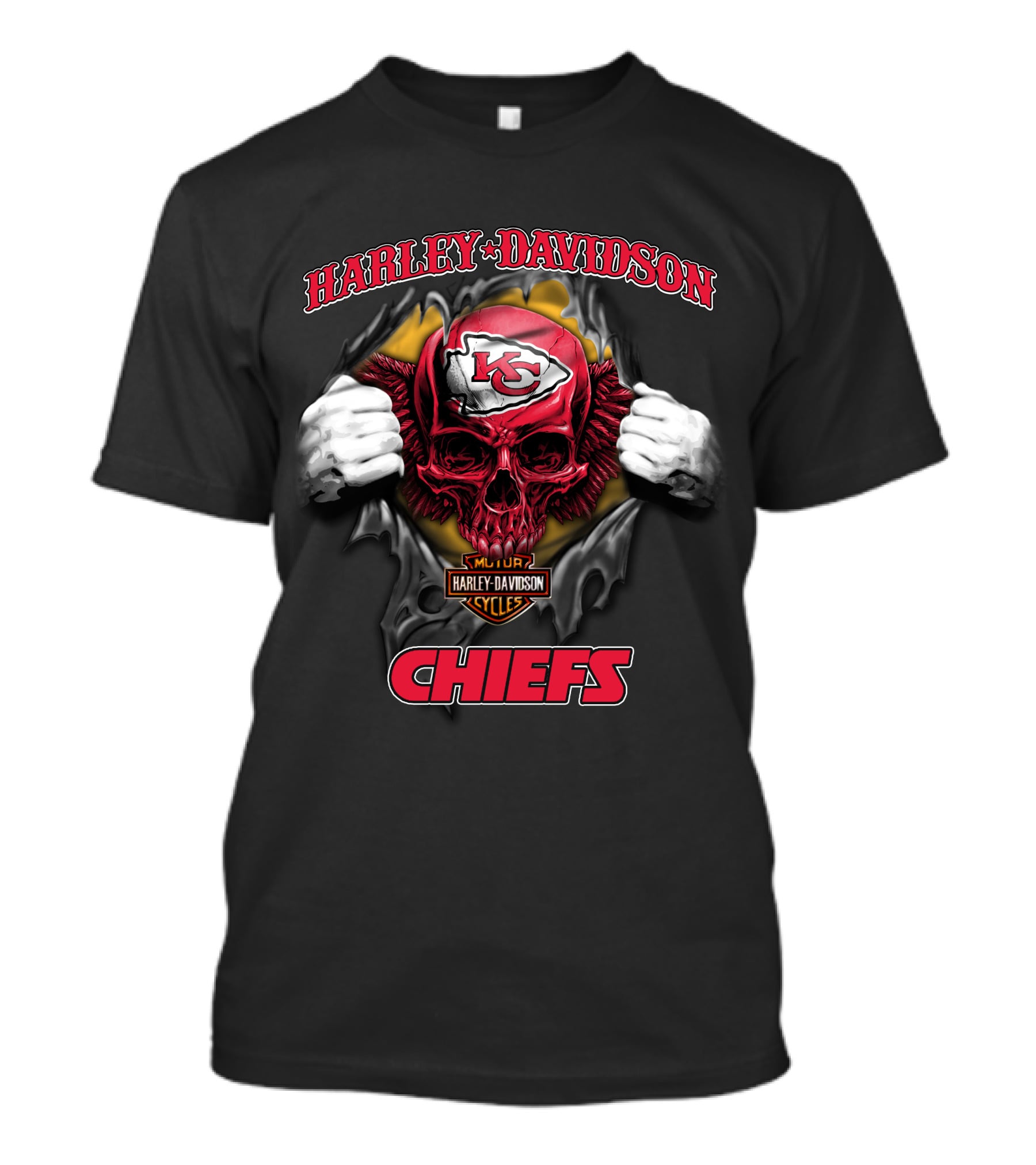 Harley Davidson Nfl Skull Kansas City Chiefs T-Shirt
