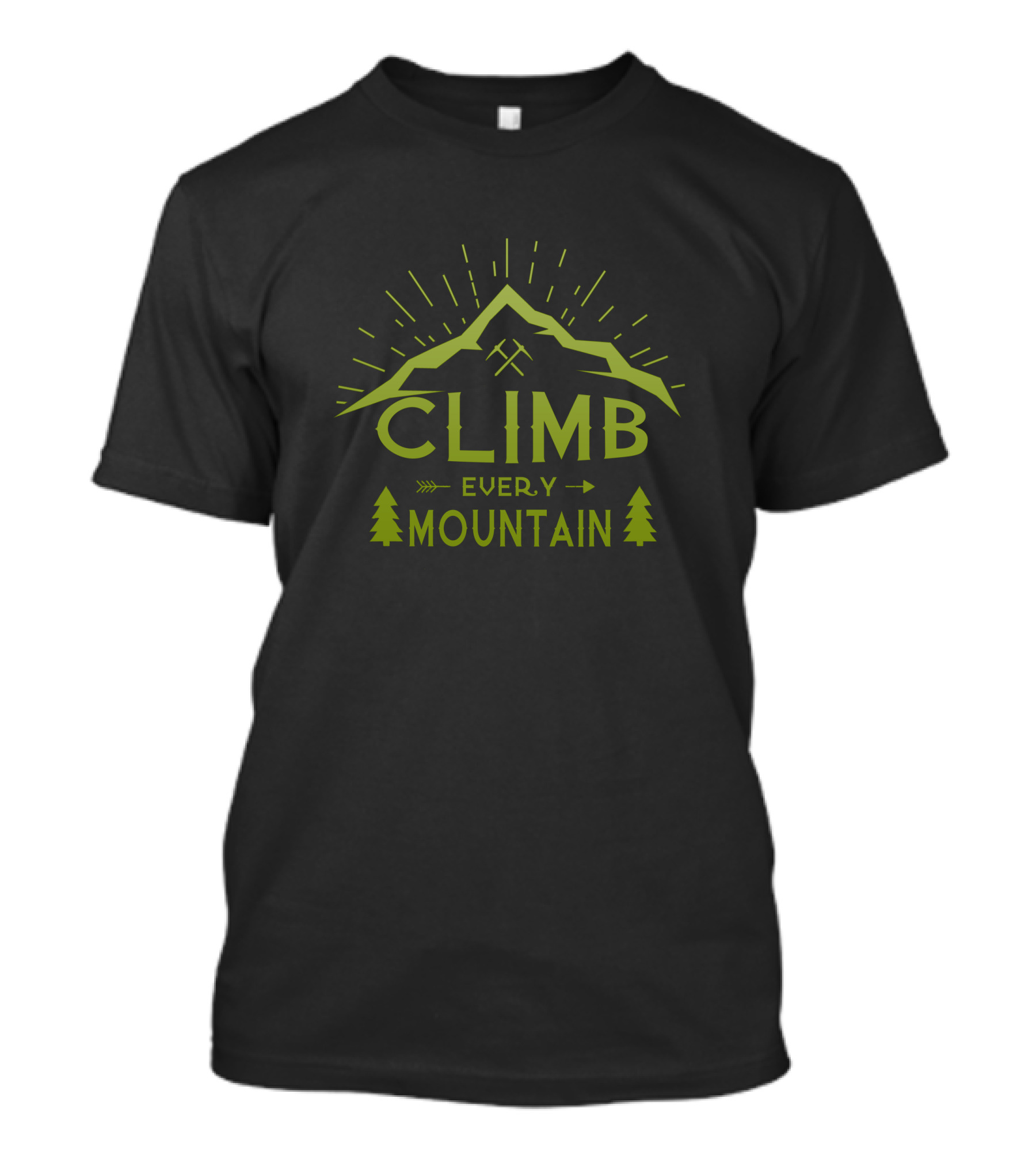 CLIMB Every Mountain Adventure With Trees And Sunburst T-Shirt